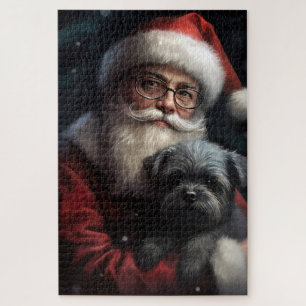Affenpinscher mit dem Weihnachtsmann Weihnachten