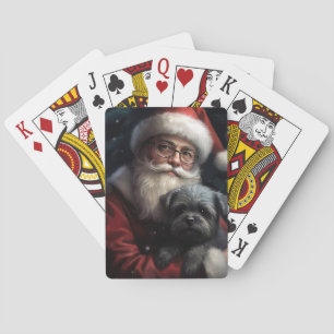Affenpinscher mit dem Weihnachtsmann Weihnachten Spielkarten