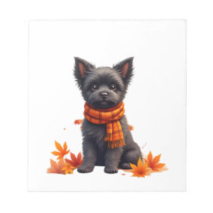 Affenpinscher mit einem Herzen aus Herbstlaub Notizblock