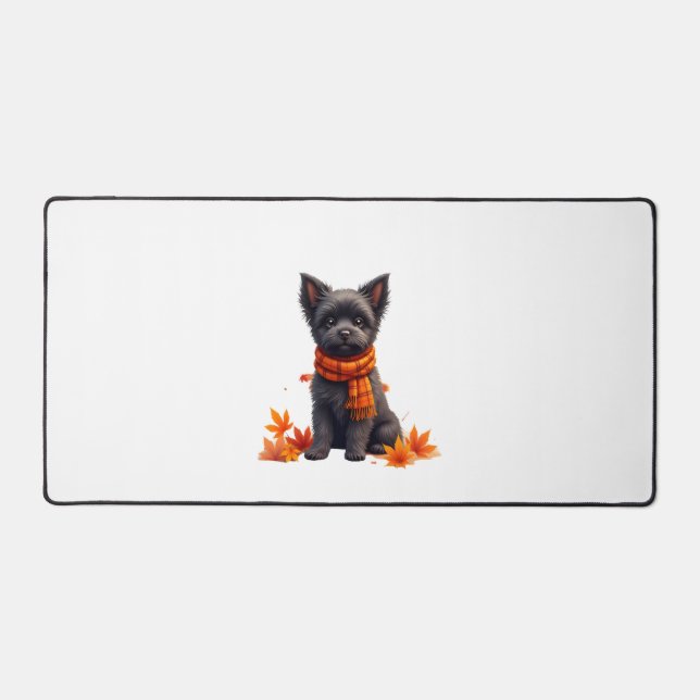 Affenpinscher mit Herbst-Blättern Schreibtischunterlage (Vorderseite)