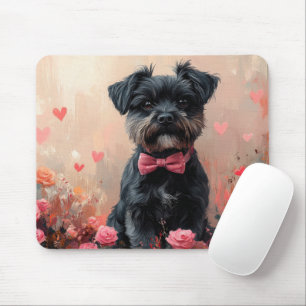 Affenpinscher mit Rose - Valentinstag Mousepad