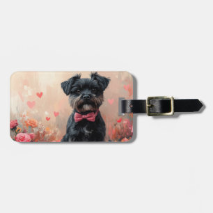 Affenpinscher mit Rosen - Valentinstag Gepäckanhänger