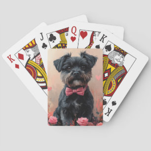 Affenpinscher mit Rosen - Valentinstag Spielkarten