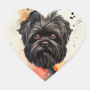 Affenpinscher Monkey Dog Affens Terrier Herz-Aufkleber