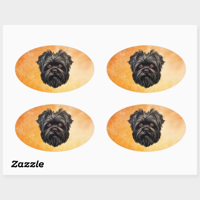 Affenpinscher Monkey Dog Affens Terrier Ovaler Aufkleber (Blatt)