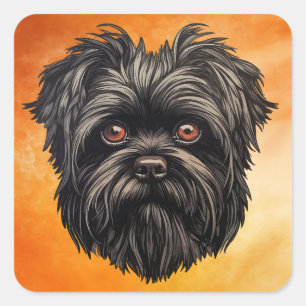 Affenpinscher Monkey Dog Affens Terrier Quadratischer Aufkleber