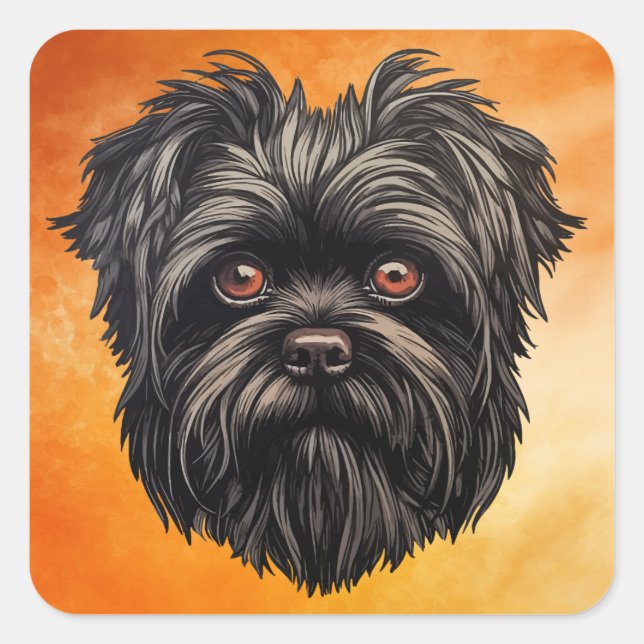 Affenpinscher Monkey Dog Affens Terrier Quadratischer Aufkleber (Vorderseite)