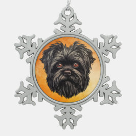 Affenpinscher Monkey Dog Affens Terrier Schneeflocken Zinn-Ornament