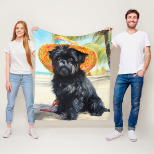 Affenpinscher on Beach, Sommergeschenk für Hundefr Fleecedecke