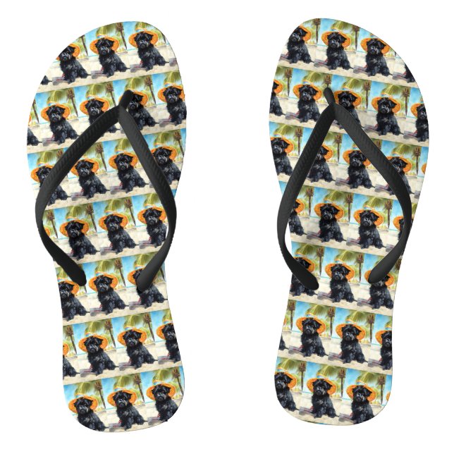 Affenpinscher on Beach, Sommergeschenk für Hundefr Flip Flops (Fußbett)