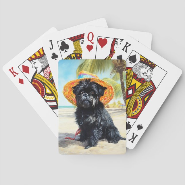 Affenpinscher on Beach, Sommergeschenk für Hundefr Spielkarten (Rückseite)