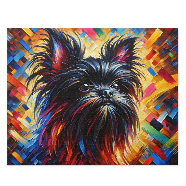 Affenpinscher Puzzle: Schwarzer Affenterrier Jigsa (Whimsical Belge Affenpinscher Acrylic Style Art Print)