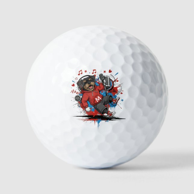 Affenpinscher Rock Star Singer Musical Podcast Art Golfball (Vorderseite)