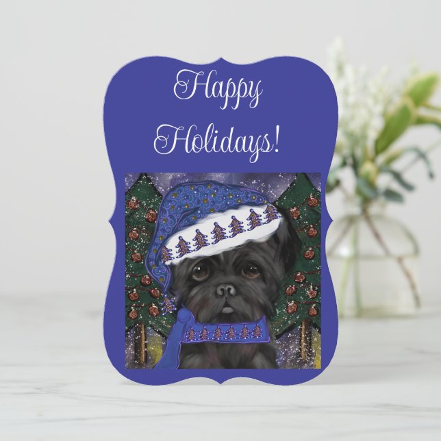 Affenpinscher Santa Karte (Stehend Vorderseite)