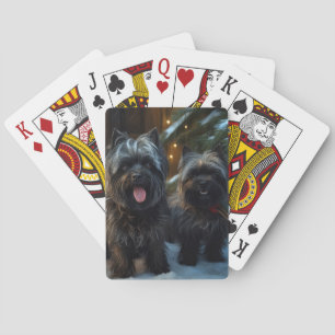 Affenpinscher Schneebedeckte Schlittenfahrt Weihna Spielkarten