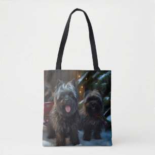Affenpinscher Schneebedeckte Schlittenfahrt Weihna Tasche