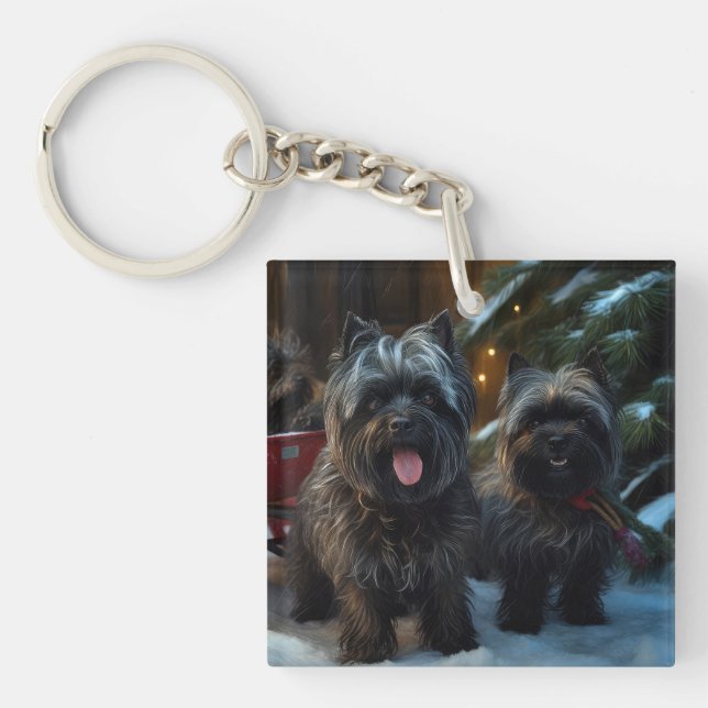 Affenpinscher Snowy Sleigh Ride Décor de Noël (Devant)