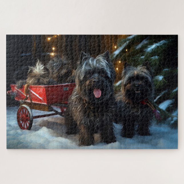 Affenpinscher Snowy Sleigh Ride Weihnachtsdekor (Horizontal)