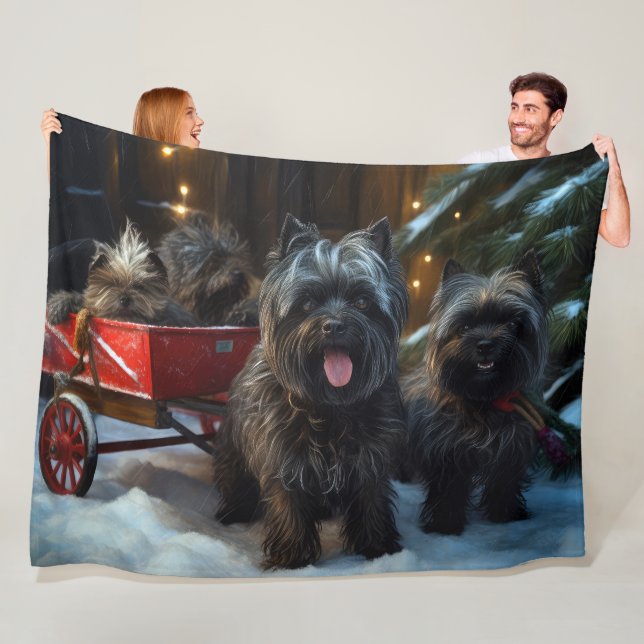 Affenpinscher Snowy Sleigh Ride Weihnachtsdekor Fleecedecke (Beispiel)