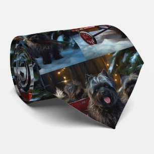Affenpinscher Snowy Sleigh Ride Weihnachtsdekor Krawatte
