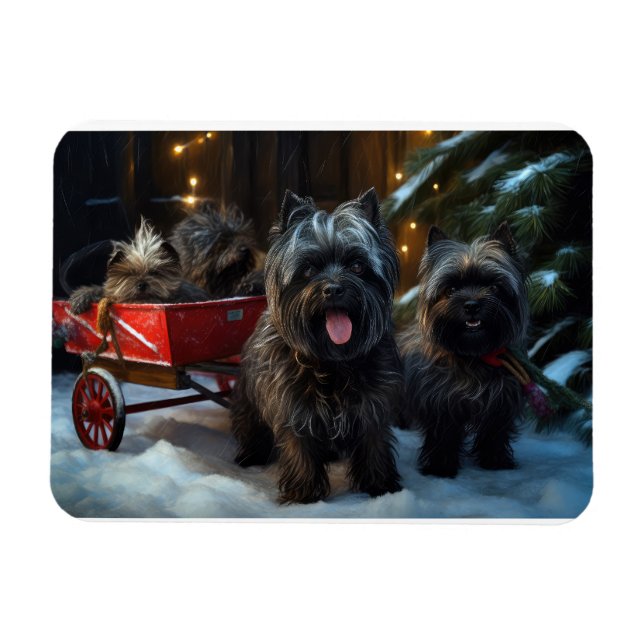 Affenpinscher Snowy Sleigh Ride Weihnachtsdekor Magnet (Horizontal)