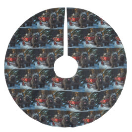 Affenpinscher Snowy Sleigh Ride Weihnachtsdekor Polyester Weihnachtsbaumdecke