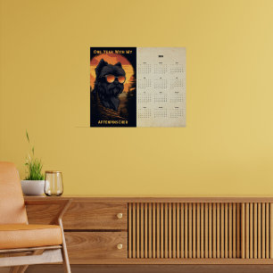 Affenpinscher-Sonnenuntergang Retro-Kunstkalender Poster