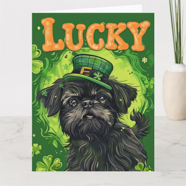 Affenpinscher St. Patrick's Day Dress Karte (Vorderseite)