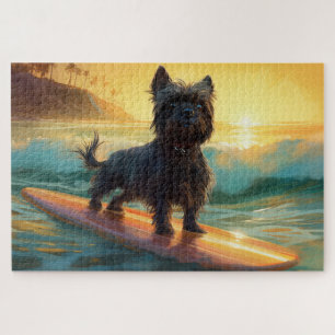 Affenpinscher-Strand-Surfing-Gemälde