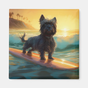 Affenpinscher-Strand-Surfing-Gemälde Magnet