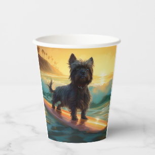 Affenpinscher-Strand-Surfing-Gemälde Pappbecher