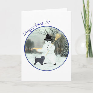 Affenpinscher und Schneemann Feiertagskarte