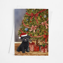 Affenpinscher Wasserfarbe Unter dem Weihnachtsbaum Karte