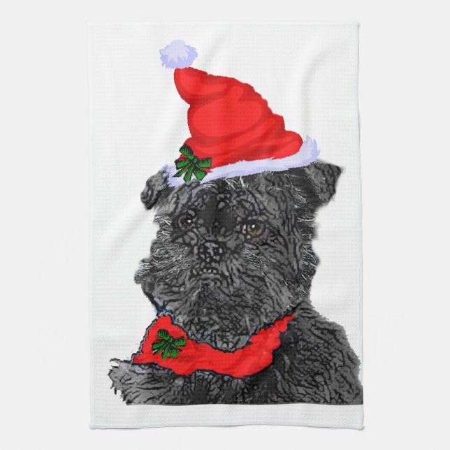 Affenpinscher Weihnachten Geschirrtuch (Vertikal)