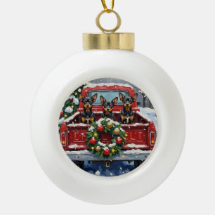 Affenpinscher Weihnachten Rotes Lastwagen Ferien Keramik Kugel-Ornament