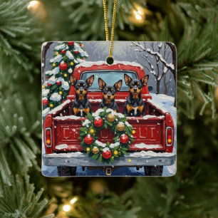 Affenpinscher Weihnachten Rotes Lastwagen Ferien Keramikornament