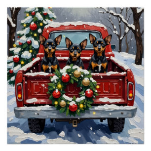 Affenpinscher Weihnachten Rotes Lastwagen Ferien Poster