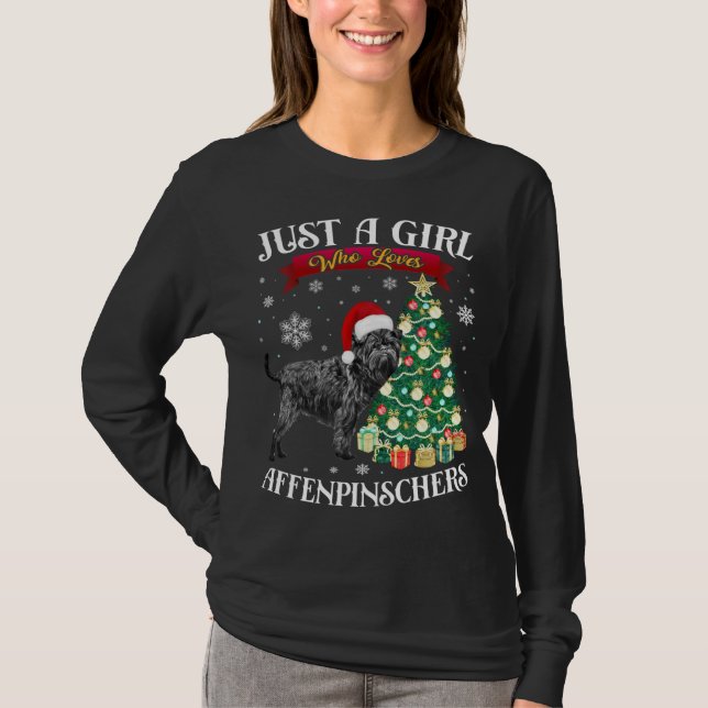 Affenpinscher Weihnachtsbaum Affenpinscher Santa H T-Shirt (Vorderseite)