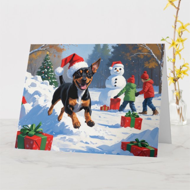 Affenpinscher Weihnachtsfest Schneeszene Karte (Gelbe Blume)