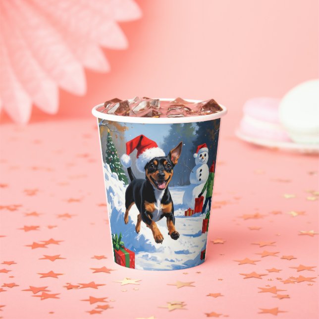 Affenpinscher Weihnachtsfest Schneeszene Pappbecher (Insitu)