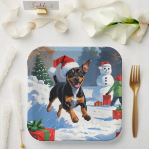 Affenpinscher Weihnachtsfest Schneeszene Pappteller