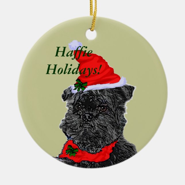 Affenpinscher Weihnachtsgeschenke, HaffieHolidays! Keramikornament (Vorne)