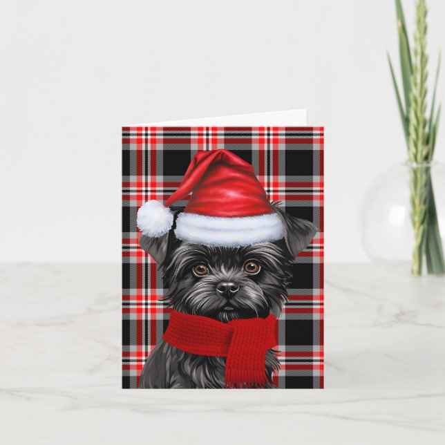 Affenpinscher Weihnachtshund Karierte Weihnachten (Vorderseite)