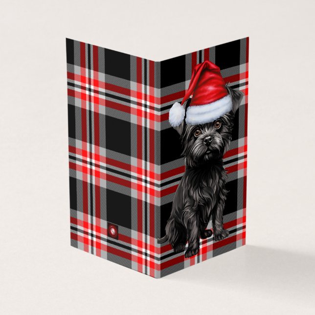 Affenpinscher Weihnachtshund mit Holiday Kariert (Vorderseite)
