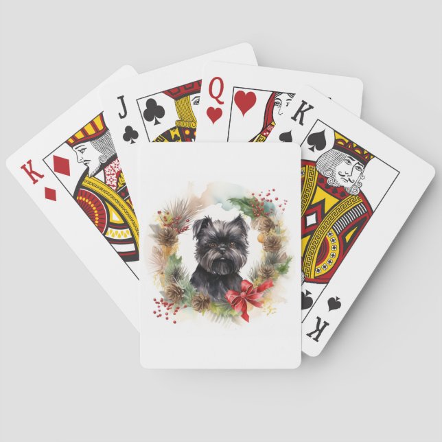 Affenpinscher Weihnachtskreide Spielkarten (Rückseite)