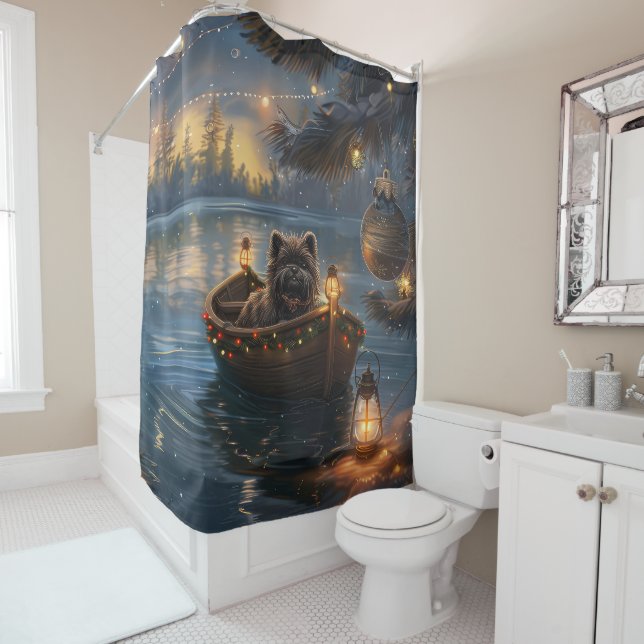 Affenpinscher Weihnachtsreise Duschvorhang (Beispiel)