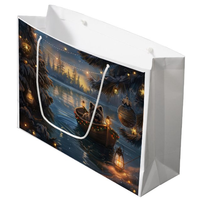 Affenpinscher Weihnachtsreise Große Geschenktüte (Vorderseite Schrägansicht)