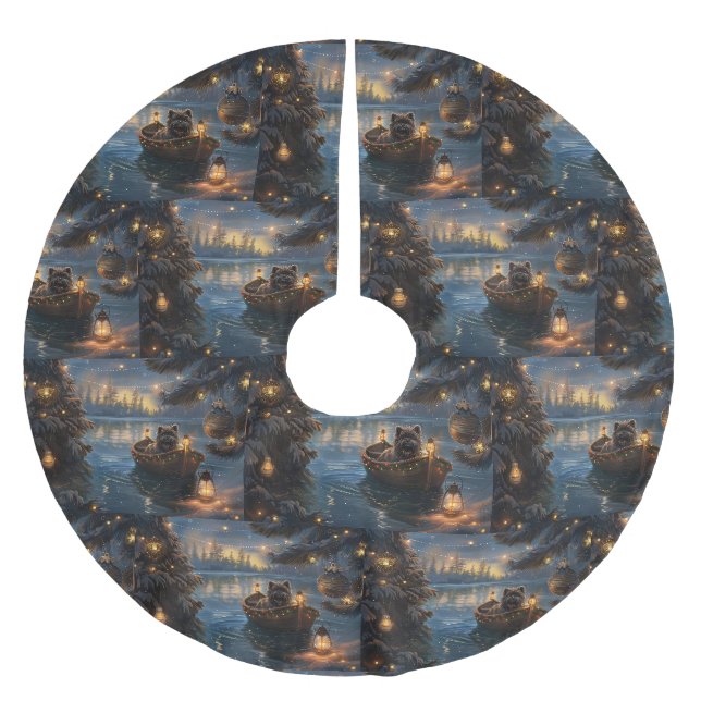 Affenpinscher Weihnachtsreise Polyester Weihnachtsbaumdecke (Vorderseite)