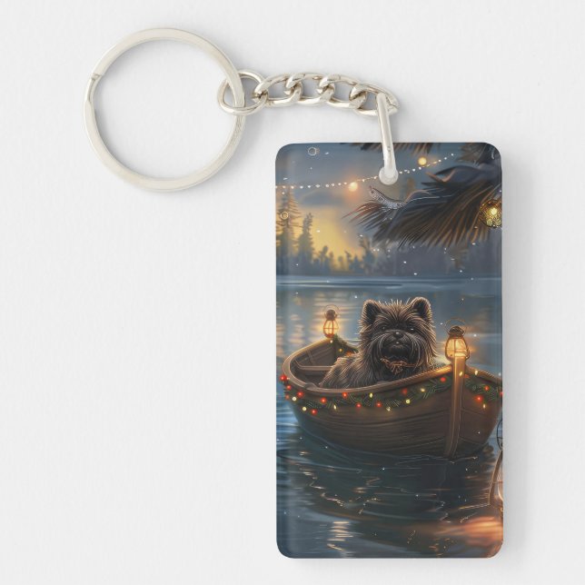 Affenpinscher Weihnachtsreise Schlüsselanhänger (Vorderseite)