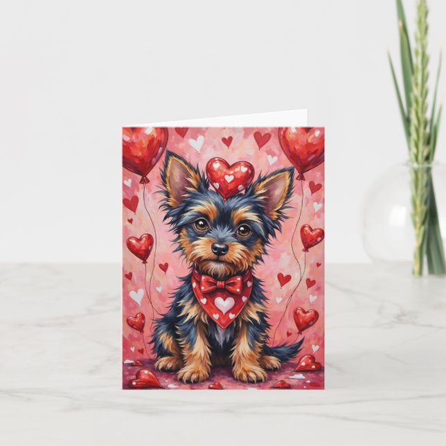 Affenpinscher with Red Hearts Valentine's Day Karte (Vorderseite)